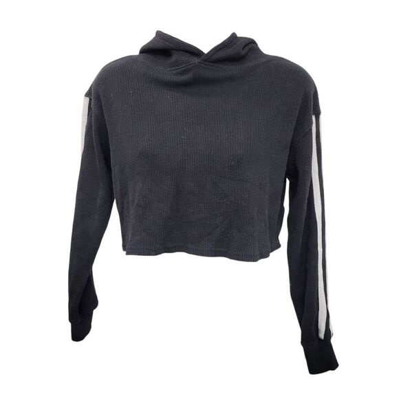 2/$20 Bluenotes Black & White Hoodies Top Crop 60% Cotton Size: Small - Picture 3 of 8